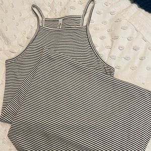 Michelle Black/White Stripe Midi Dress